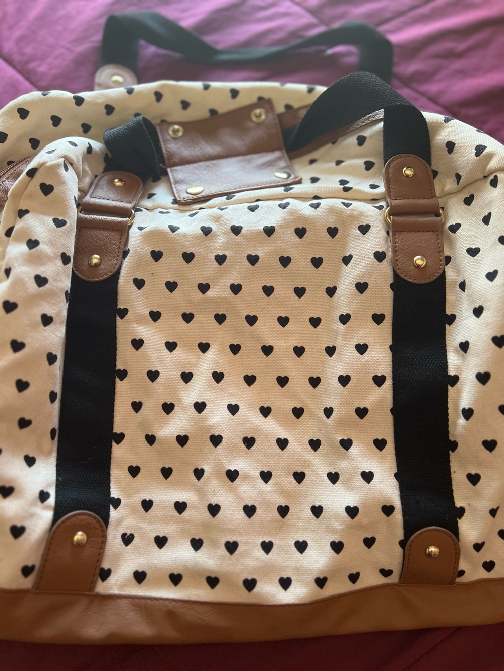 Mossimo Supply Co. Heart Print Tote Bag with Black Straps